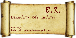 Bicsák Kálmán névjegykártya